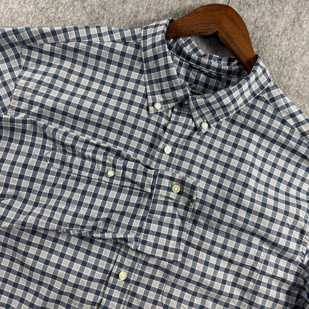 Vineyard Vines Men On-The-Go Performance Plaid Shirt XXL Blue White Regular Fit